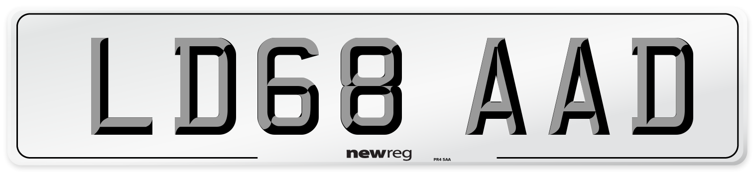 LD68 AAD Number Plate from New Reg